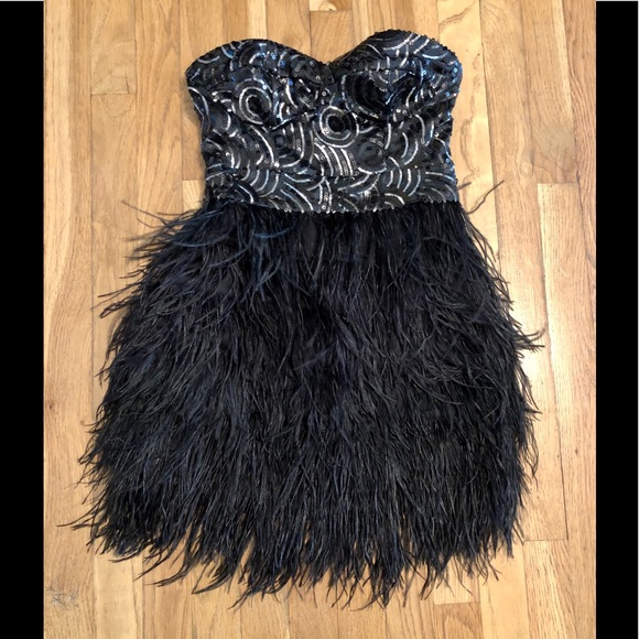 bebe | Dresses | Bebe Sequin And Feather Cocktail Dress | Poshmark